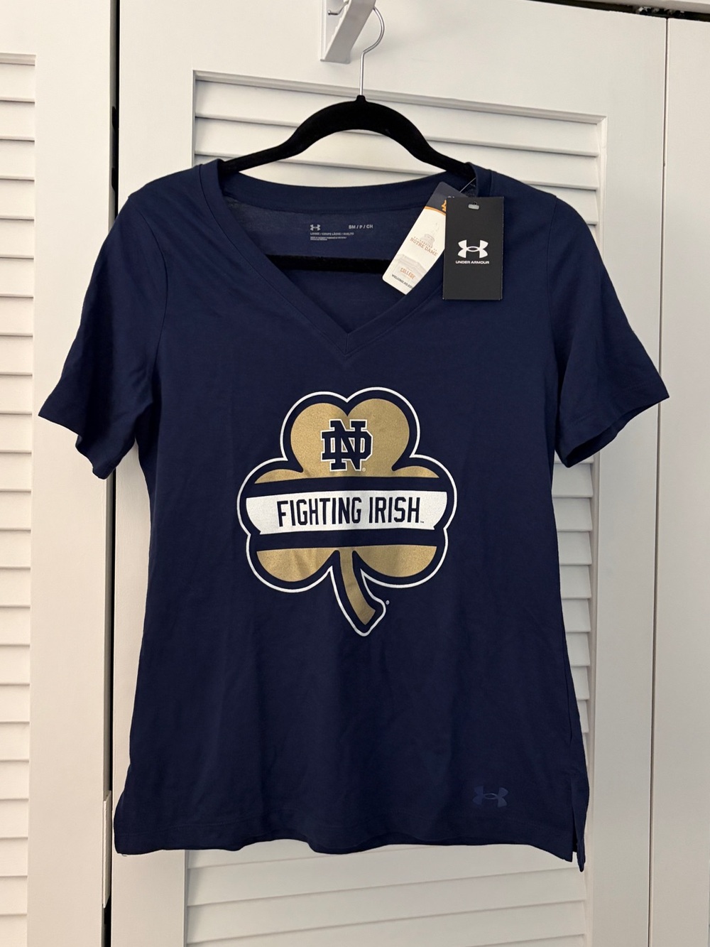 Under Armour Notre Dame Navy Blue & Gold Fighting Irish V-Neck Tee